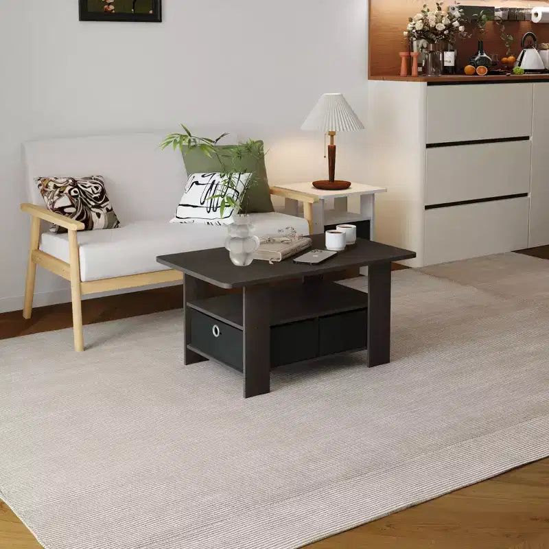 Table basse moderne de 31 po avec tiroir de rangement et étagère ouverte