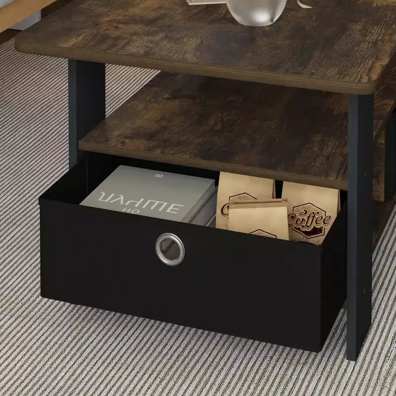 Table basse moderne de 31 po avec tiroir de rangement et étagère ouverte