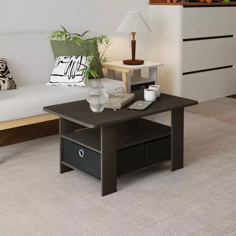 Table basse moderne de 31 po avec tiroir de rangement et étagère ouverte