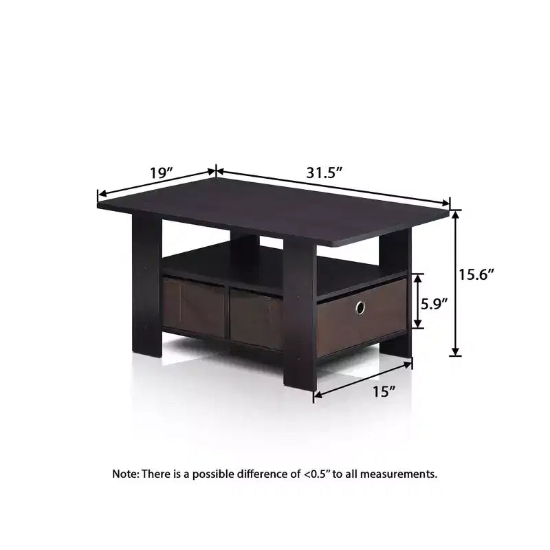 Table basse moderne de 31 po avec tiroir de rangement et étagère ouverte