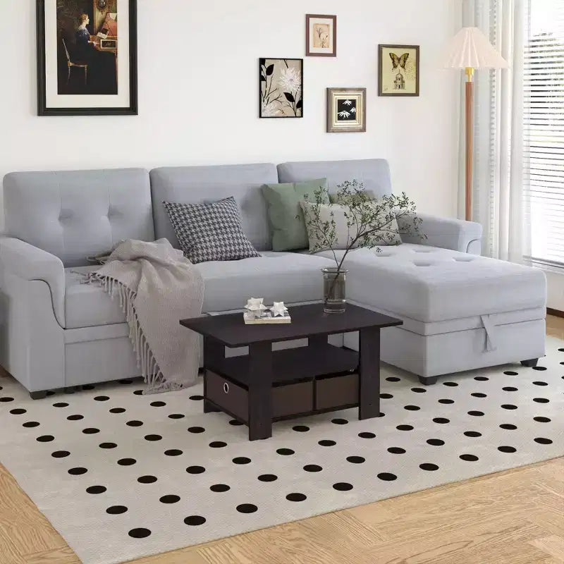 Table basse moderne de 31 po avec tiroir de rangement et étagère ouverte