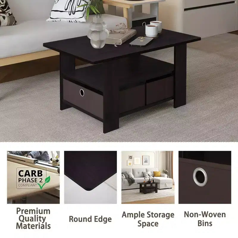 Table basse moderne de 31 po avec tiroir de rangement et étagère ouverte