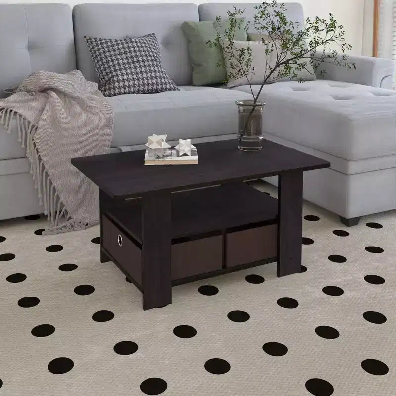 Table basse moderne de 31 po avec tiroir de rangement et étagère ouverte