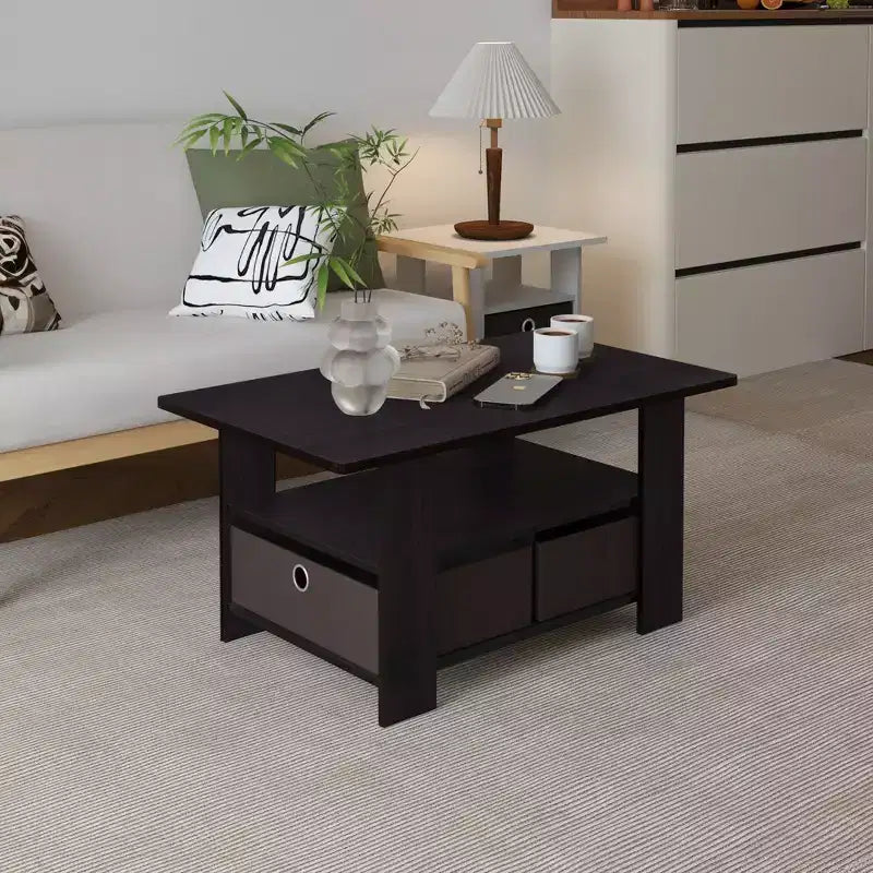 Table basse moderne de 31 po avec tiroir de rangement et étagère ouverte