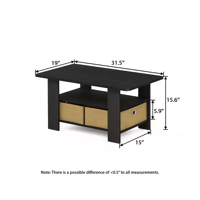 Table basse moderne de 31 po avec tiroir de rangement et étagère ouverte