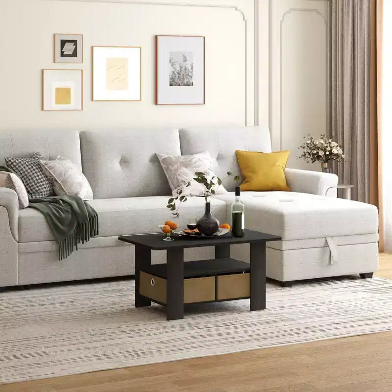Table basse moderne de 31 po avec tiroir de rangement et étagère ouverte