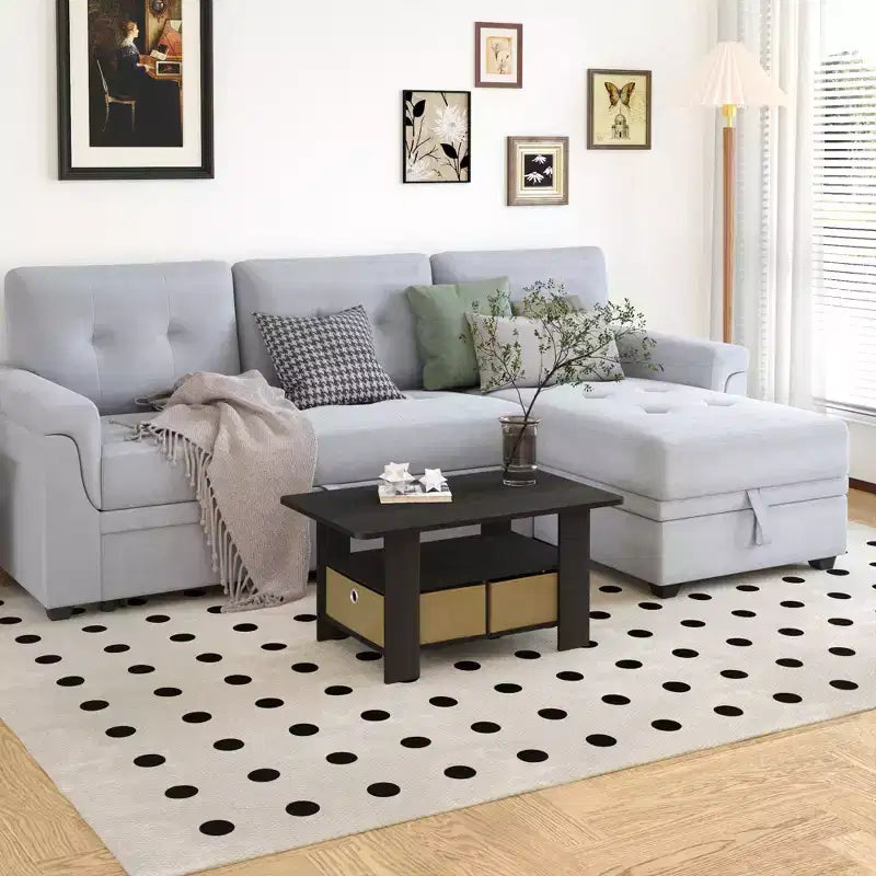Table basse moderne de 31 po avec tiroir de rangement et étagère ouverte