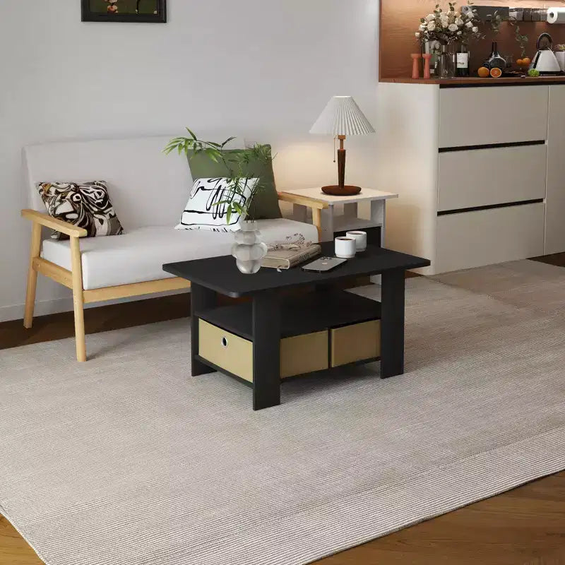 Table basse moderne de 31 po avec tiroir de rangement et étagère ouverte