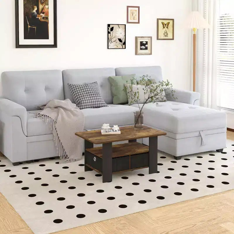 Table basse moderne de 31 po avec tiroir de rangement et étagère ouverte