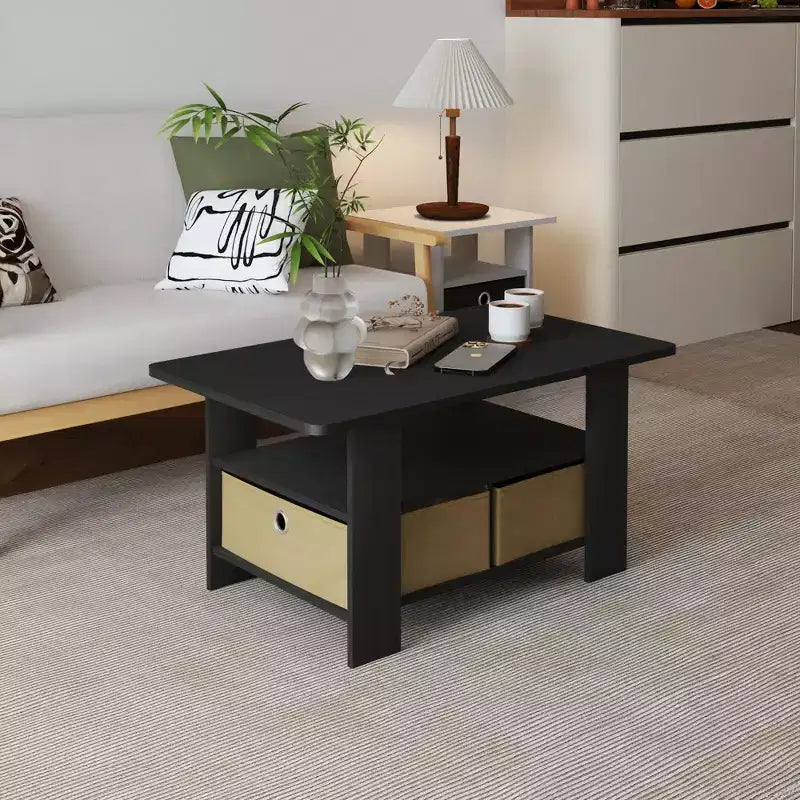 Table basse moderne de 31 po avec tiroir de rangement et étagère ouverte
