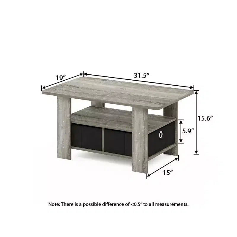 Table basse moderne de 31 po avec tiroir de rangement et étagère ouverte