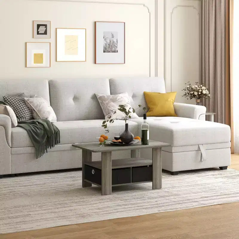 Table basse moderne de 31 po avec tiroir de rangement et étagère ouverte