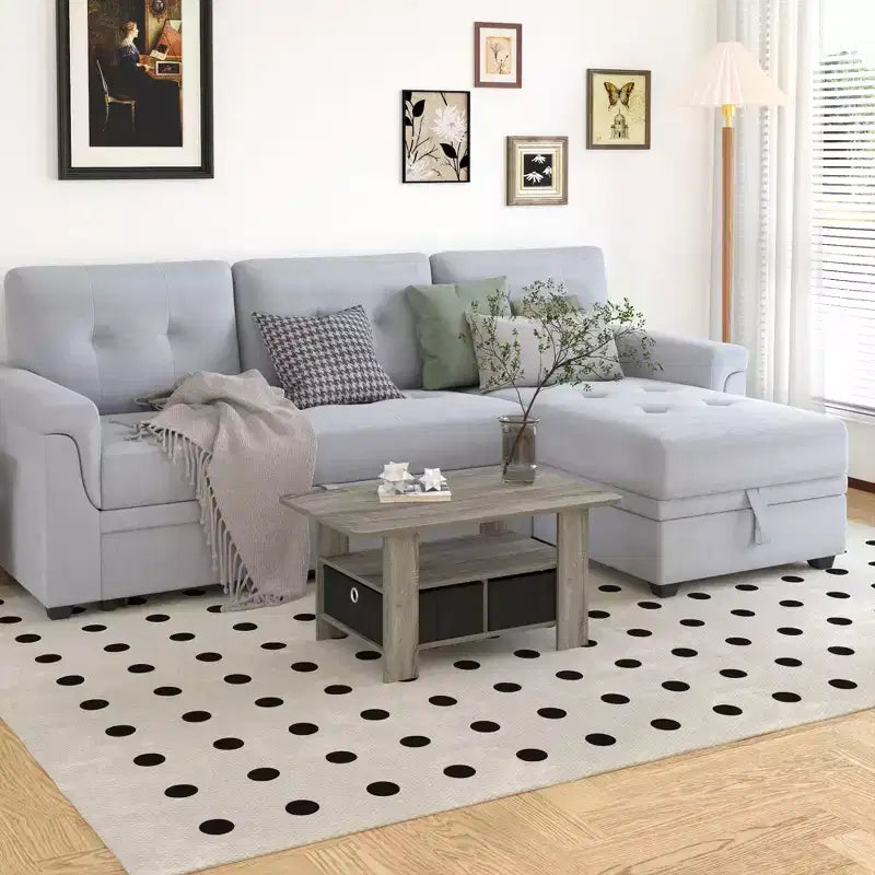 Table basse moderne de 31 po avec tiroir de rangement et étagère ouverte