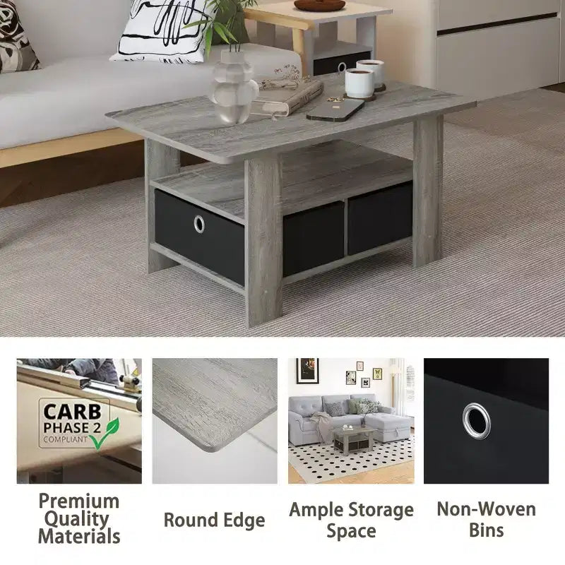 Table basse moderne de 31 po avec tiroir de rangement et étagère ouverte