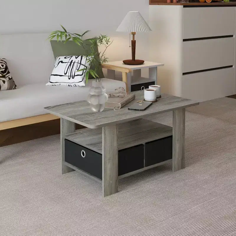 Table basse moderne de 31 po avec tiroir de rangement et étagère ouverte