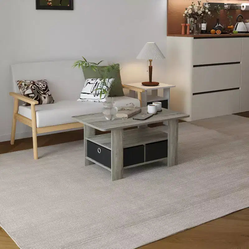 Table basse moderne de 31 po avec tiroir de rangement et étagère ouverte