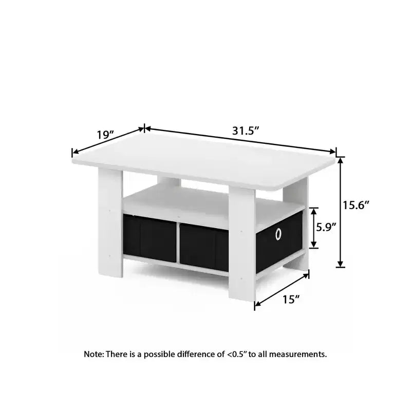 Table basse moderne de 31 po avec tiroir de rangement et étagère ouverte