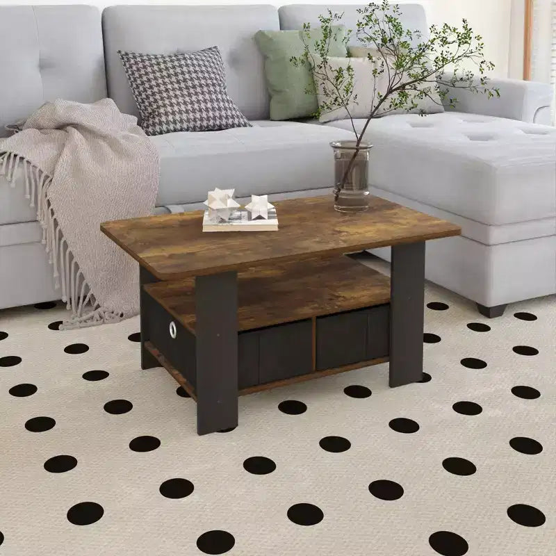 Table basse moderne de 31 po avec tiroir de rangement et étagère ouverte