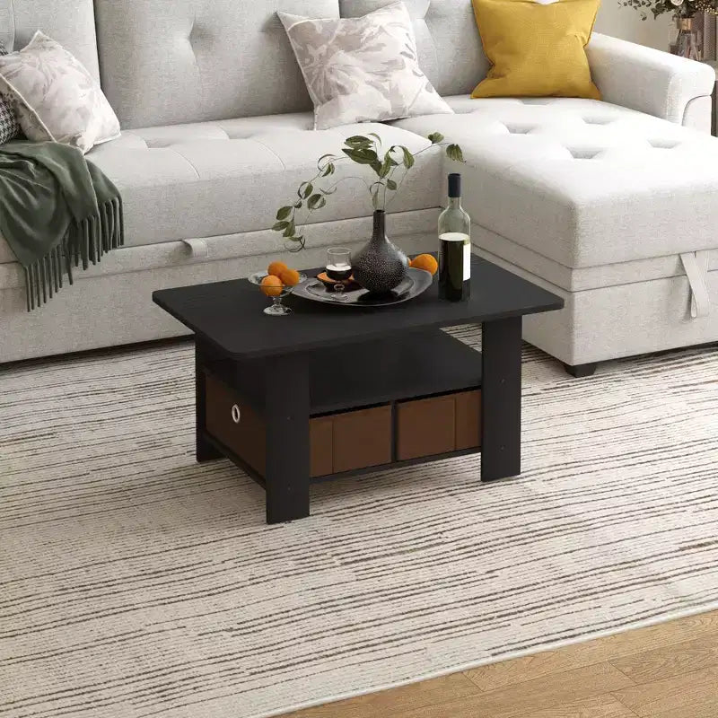 Table basse moderne de 31 po avec tiroir de rangement et étagère ouverte