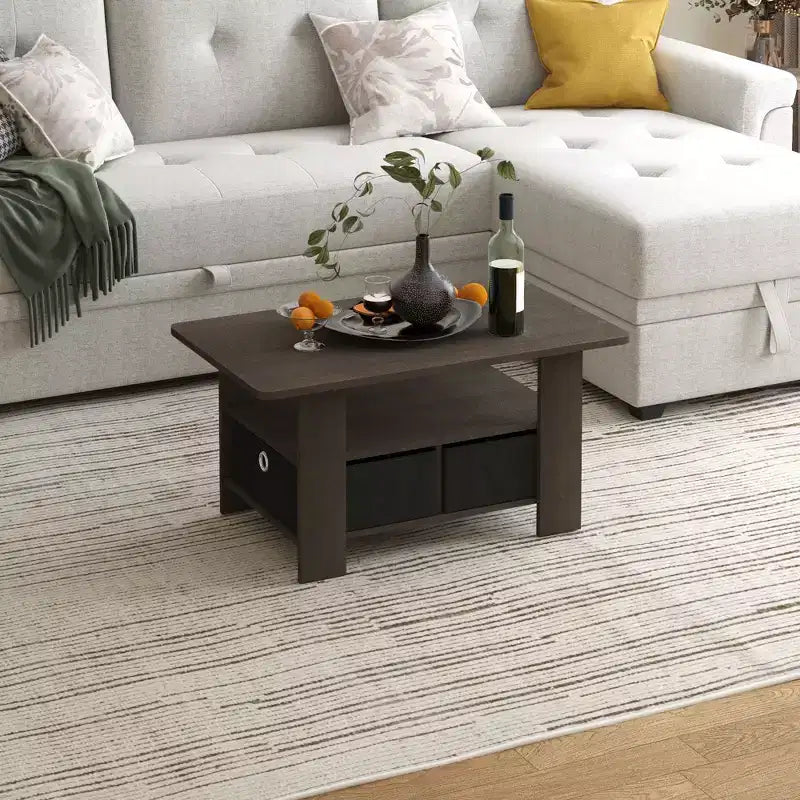 Table basse moderne de 31 po avec tiroir de rangement et étagère ouverte