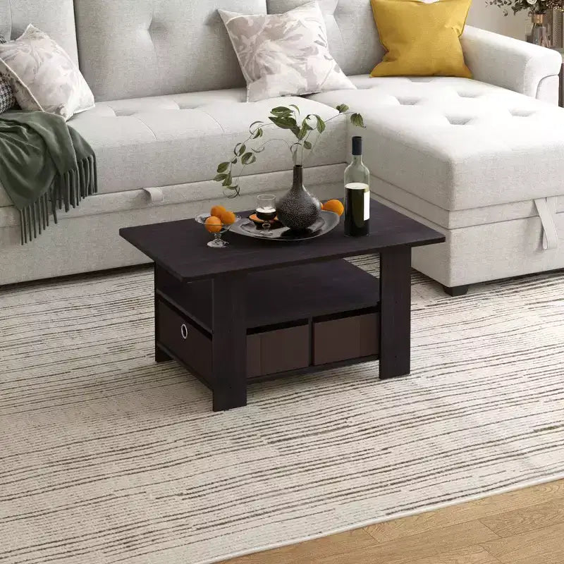 Table basse moderne de 31 po avec tiroir de rangement et étagère ouverte