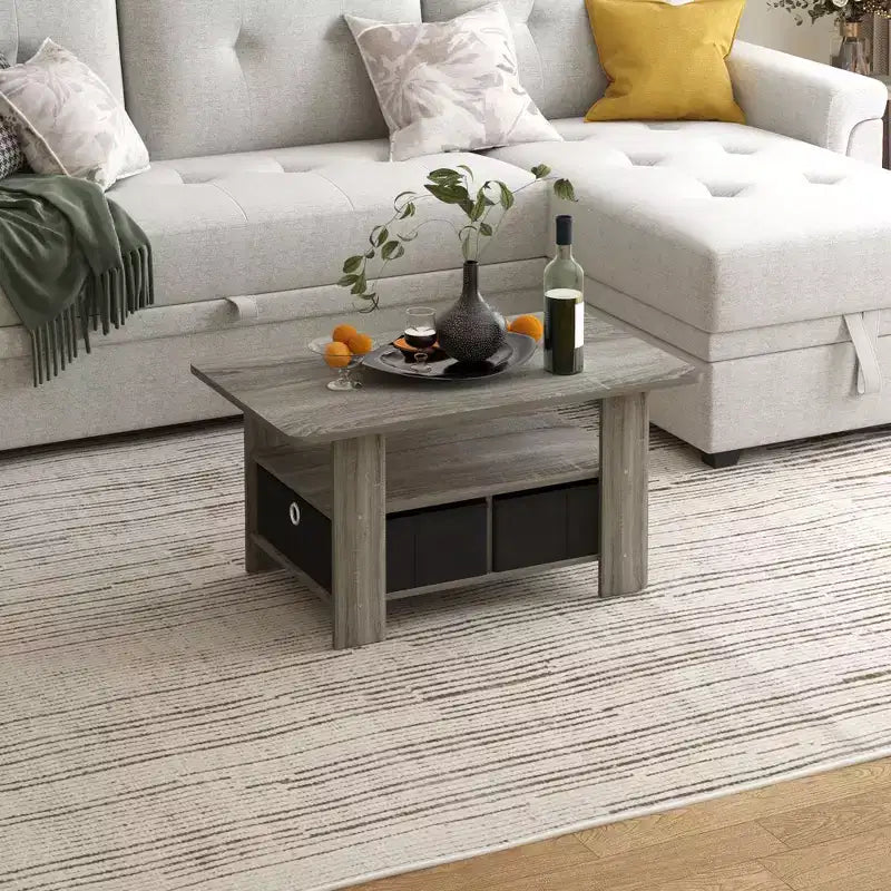 Table basse moderne de 31 po avec tiroir de rangement et étagère ouverte