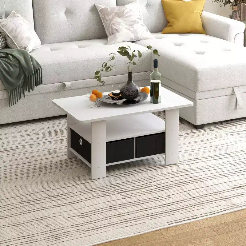 Table basse moderne de 31 po avec tiroir de rangement et étagère ouverte
