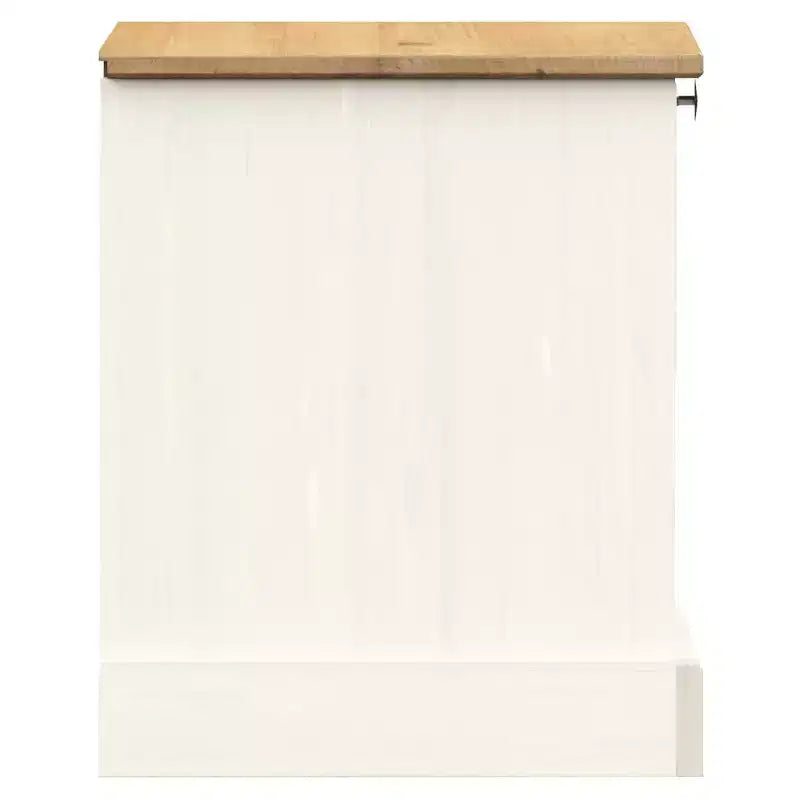Table de chevet rustique blanche, en pin massif avec tiroir et étagère