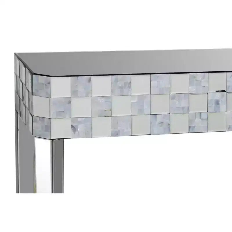 Console de table miroir, motif damier, rectangulaire, transparent