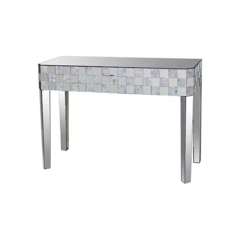 Console de table miroir, motif damier, rectangulaire, transparent