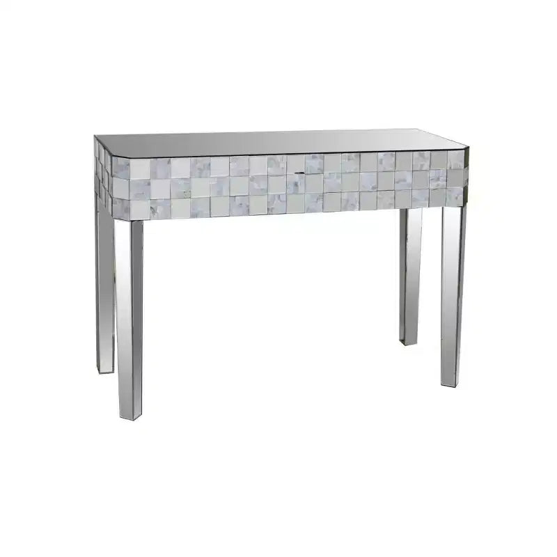 Console de table miroir, motif damier, rectangulaire, transparent