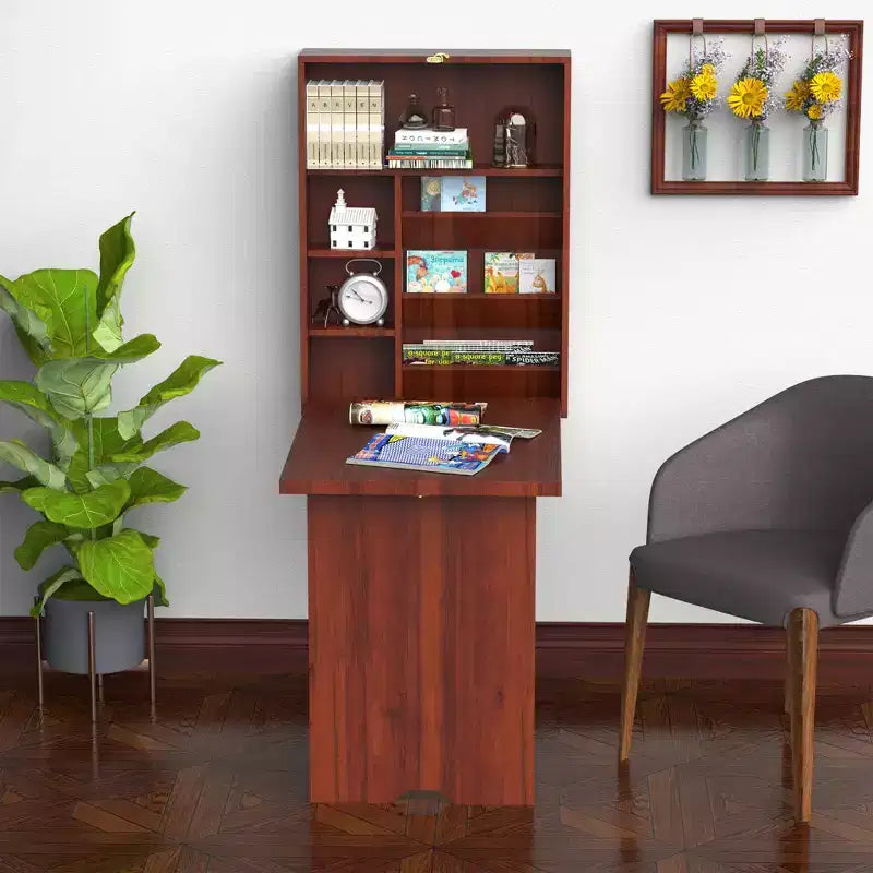 Bureau mural pliant convertible avec étagère de rangement pour bureau à domicile