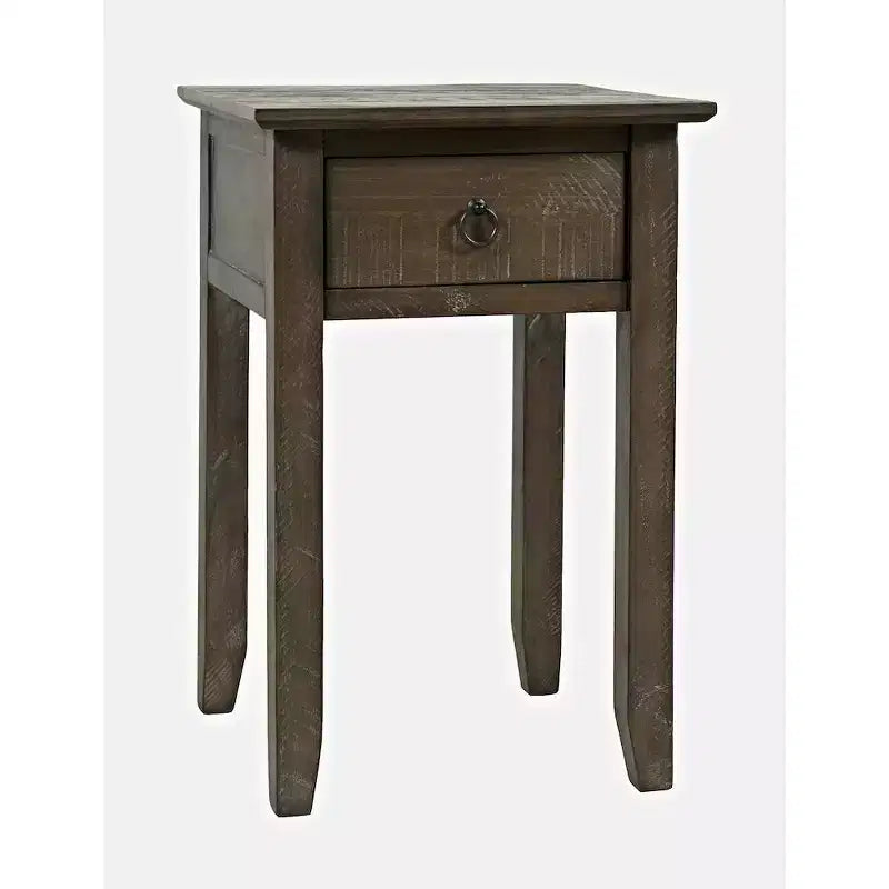Table d'appoint de ferme en pin massif vieilli avec tiroir
