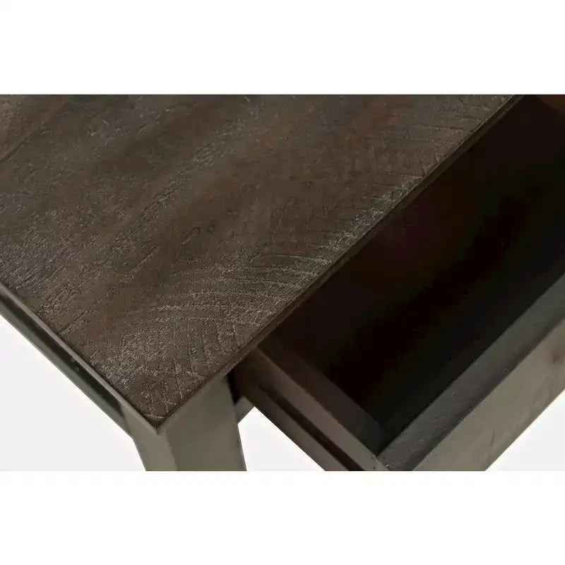 Table d'appoint de ferme en pin massif vieilli avec tiroir