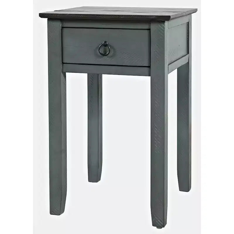Table d'appoint de ferme en pin massif vieilli avec tiroir