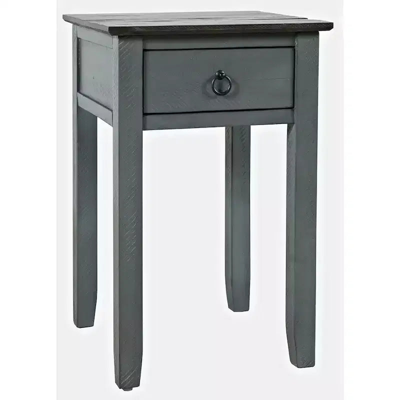 Table d'appoint de ferme en pin massif vieilli avec tiroir