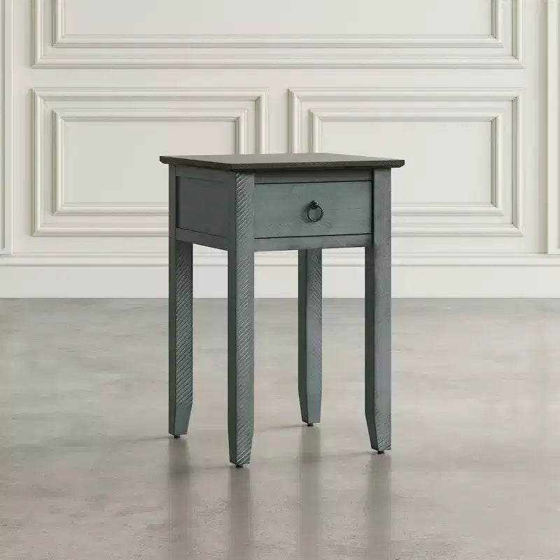 Table d'appoint de ferme en pin massif vieilli avec tiroir