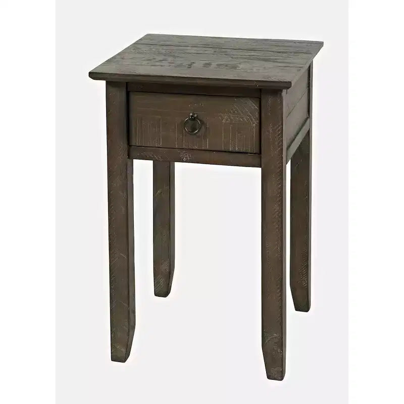 Table d'appoint de ferme en pin massif vieilli avec tiroir