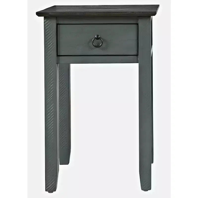 Table d'appoint de ferme en pin massif vieilli avec tiroir