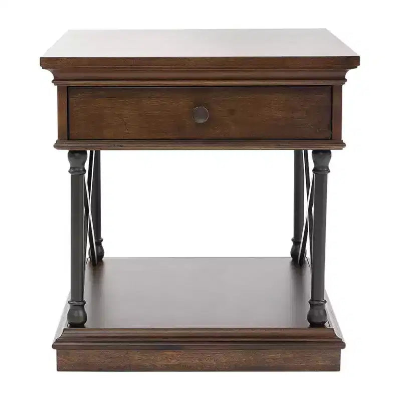 Table de chevet avec tiroir, brun cordovan, bois de bouleau