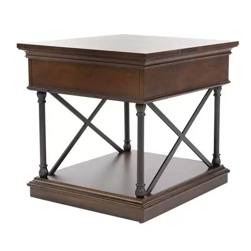 Table de chevet avec tiroir, brun cordovan, bois de bouleau