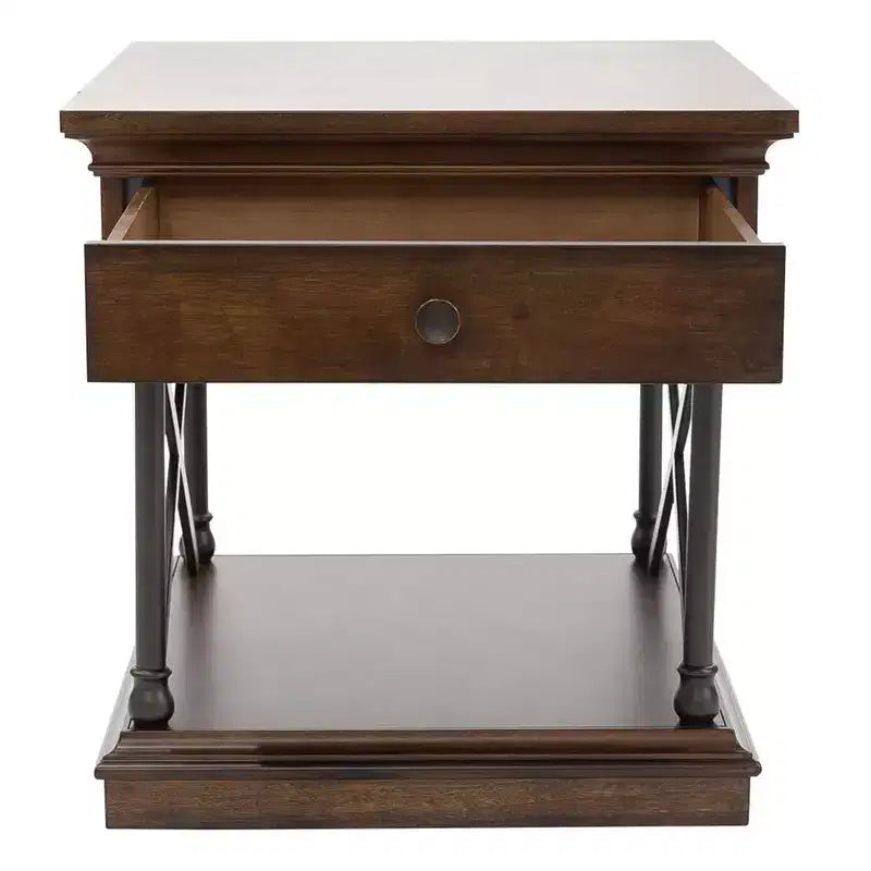 Table de chevet avec tiroir, brun cordovan, bois de bouleau