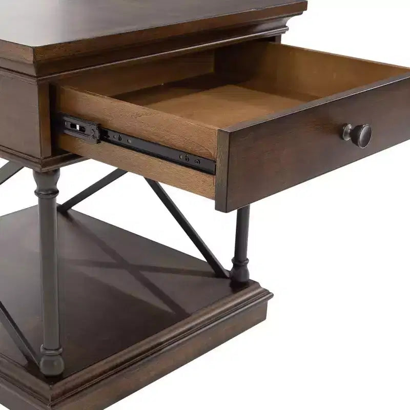 Table de chevet avec tiroir, brun cordovan, bois de bouleau