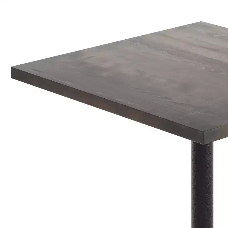 Plateau de table commercial carré en bois massif de 36 po avec piètement en X en fonte résistant à la rouille, hauteur repas