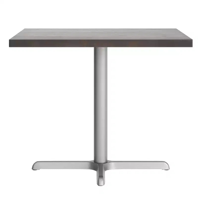 Plateau de table commercial carré en bois massif de 36 po avec piètement en X en fonte résistant à la rouille, hauteur repas
