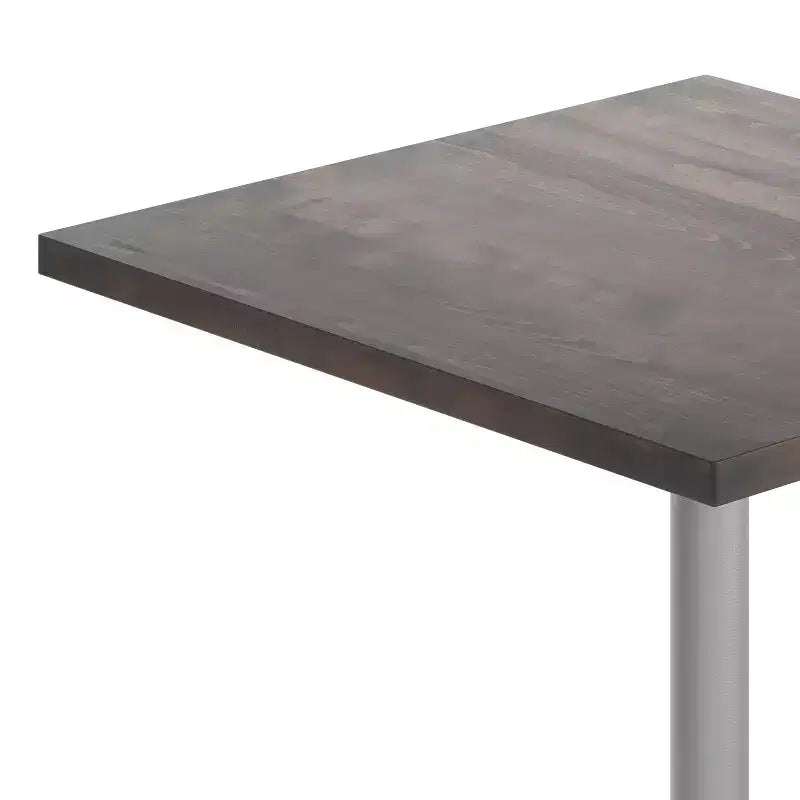 Plateau de table commercial carré en bois massif de 36 po avec piètement en X en fonte résistant à la rouille, hauteur repas