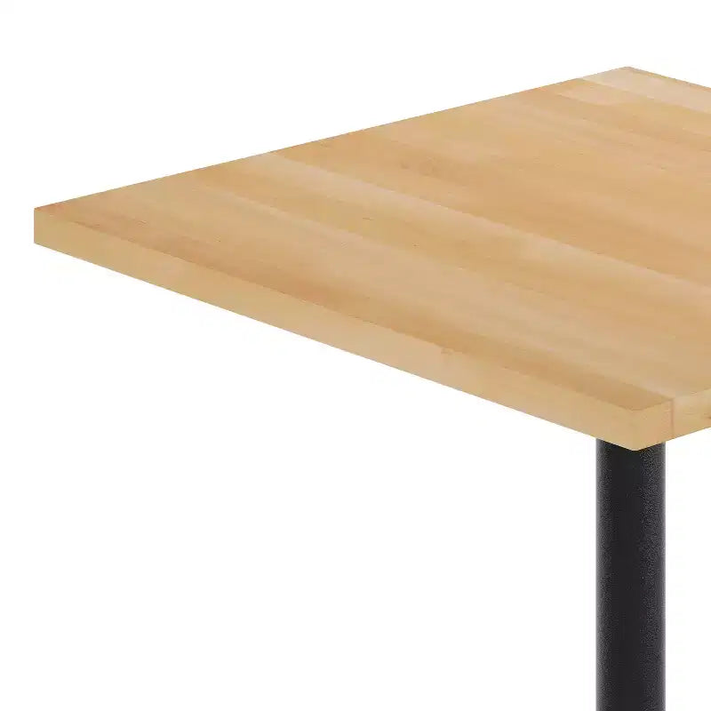 Plateau de table commercial carré en bois massif de 36 po avec piètement en X en fonte résistant à la rouille, hauteur repas