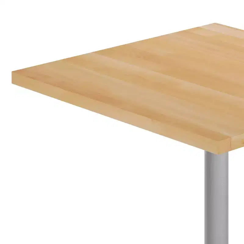 Plateau de table commercial carré en bois massif de 36 po avec piètement en X en fonte résistant à la rouille, hauteur repas