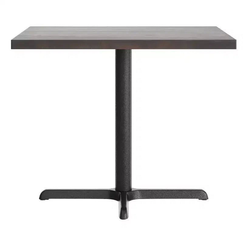 Plateau de table commercial carré en bois massif de 36 po avec piètement en X en fonte résistant à la rouille, hauteur repas
