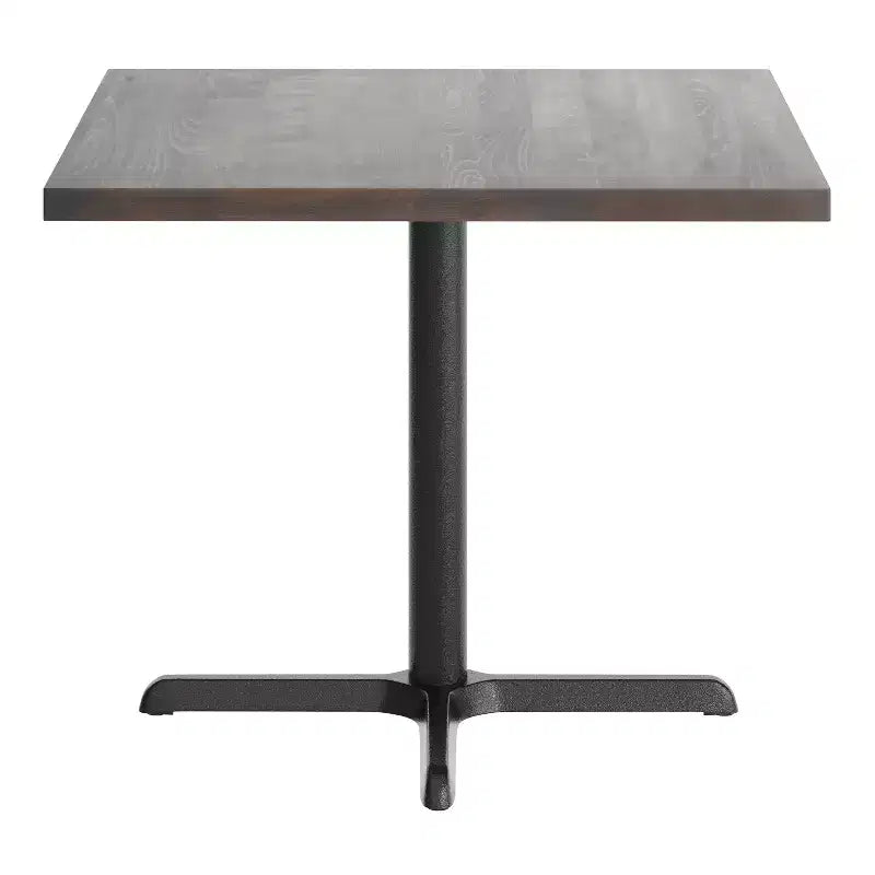 Plateau de table commercial carré en bois massif de 36 po avec piètement en X en fonte résistant à la rouille, hauteur repas